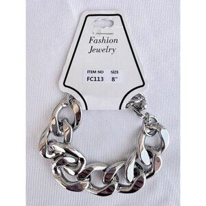 Silver Chunky Link Bracelet - 8"
